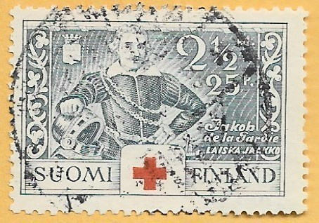 1934 Punainen Risti 2 ½ mk + 25 p leimattu LaPe 186