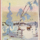 Maasio Poro vetää pulkkaa  talvimaisemassa - pikkukuva 1