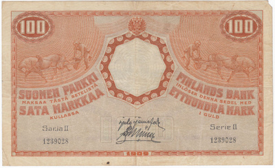 100 Markkaa 1909 Sarja II, kl.3