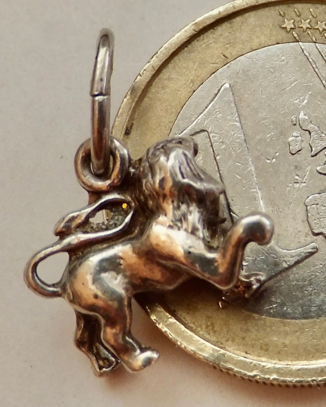 VANHA Kaulakoru Riipus Zodiakin Merkki Leijona Hopeaa