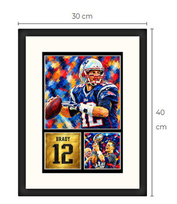 Uusi Tom Brady NFL art print kehystetty 30 cm x 40 cm