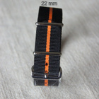 Nato 22mm musta kapealla oranssi raidalla - pikkukuva 3