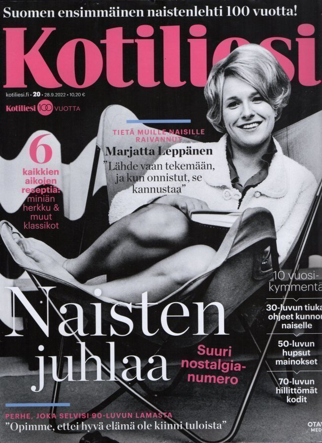Kotiliesi n:o 20 2022 Marjatta. 20, 30, 40,50,60,70,80-luku