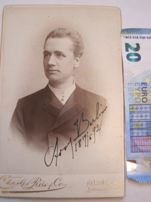 Kabinetti Valokuva Näyttelijä Adolf Berlin + Nimmari 1892