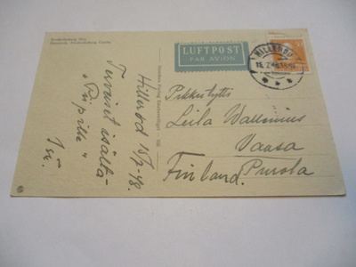 1948 Tanska lentopostikortti Vaasaan