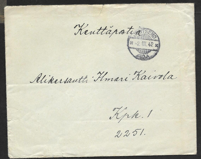 Kenttäposti - Joutseno 2.3.1942