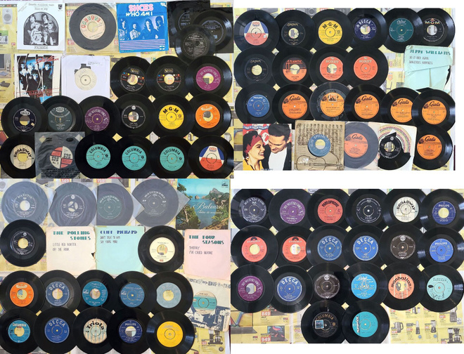 86 kpl seitsentuumaisia singlejä (pop)