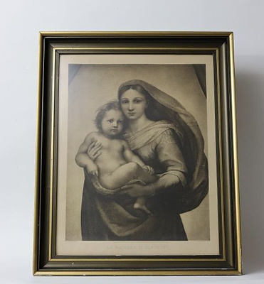 Saksalainen vanha litografia: Sikstuksen Madonna