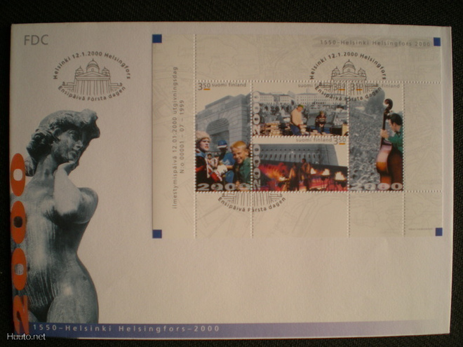 FDC Helsinki-juhlavihko 3,50 mk 12.1.2000 - LaPe 1501-1504