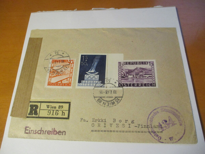 1948 Itävalta R sens kuori Suomeen