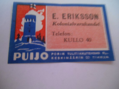 TT Etiketti Puijo E.Eriksson Kolonialvaruhandel Kullo