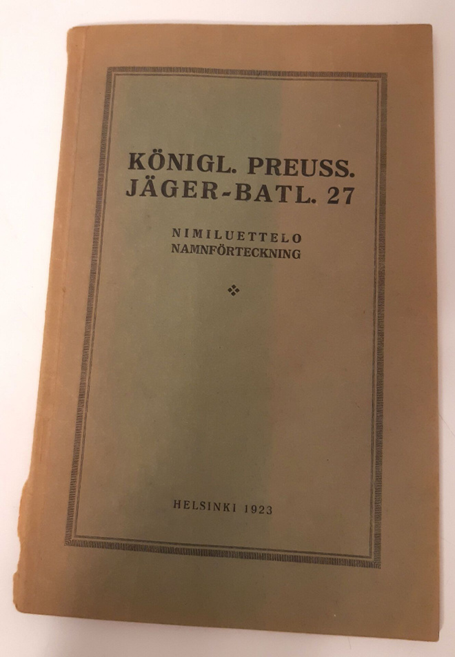 jääkäripataljoona 27 nimiluettelo