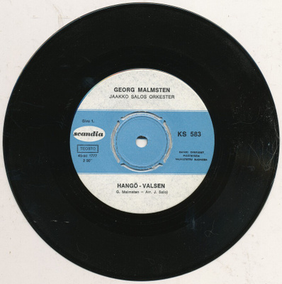 7" 45rpm - Georg Malmsten - Hangö valsen - Scandia KS 583