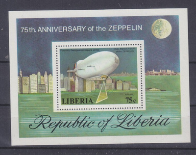 Liberia Zeppelin blokki postituoreena.