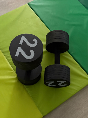 2 x 22 kg mustat kiinteät metallikäsipainot
