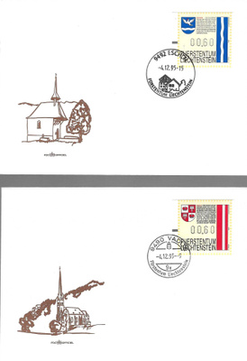 2 KPL LIECHTENSTEIN FRAMAA 4.12.95 LEIMOILLA ERILAISET MERKI
