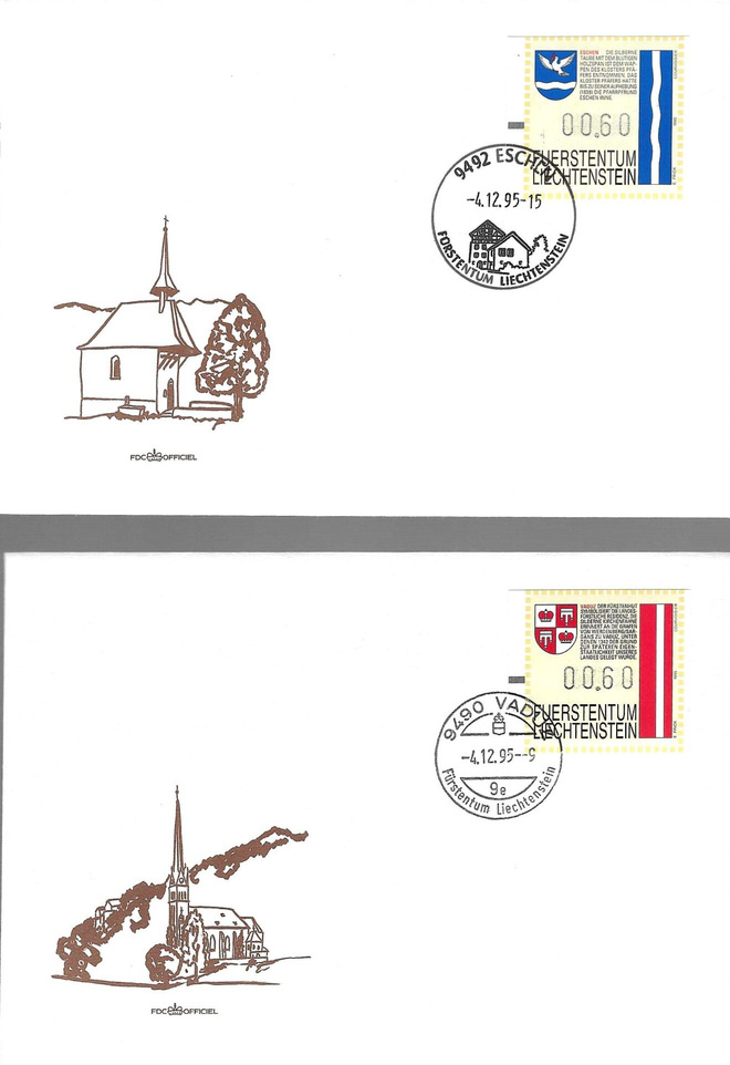2 KPL LIECHTENSTEIN FRAMAA 4.12.95 LEIMOILLA ERILAISET MERKI