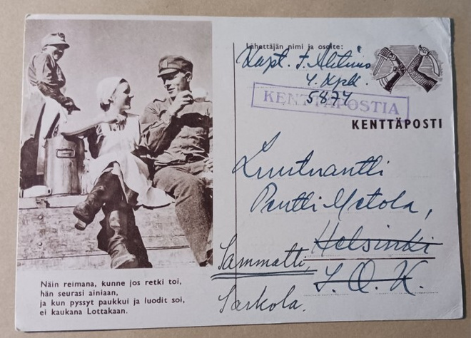 Lotat tarjoavat kahvia sotilaalle, Kenttäpostia 1941