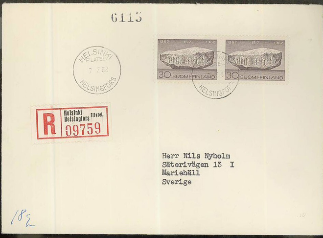 1962 Moran kivi pari R-kirje Ruotsiin