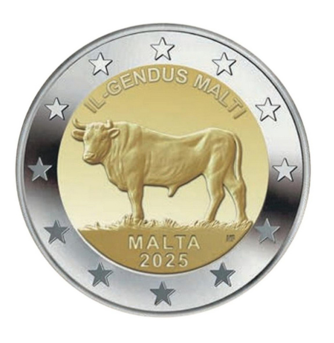 ** MALTA 2€ 2025 Maltan härkä pillerissä **