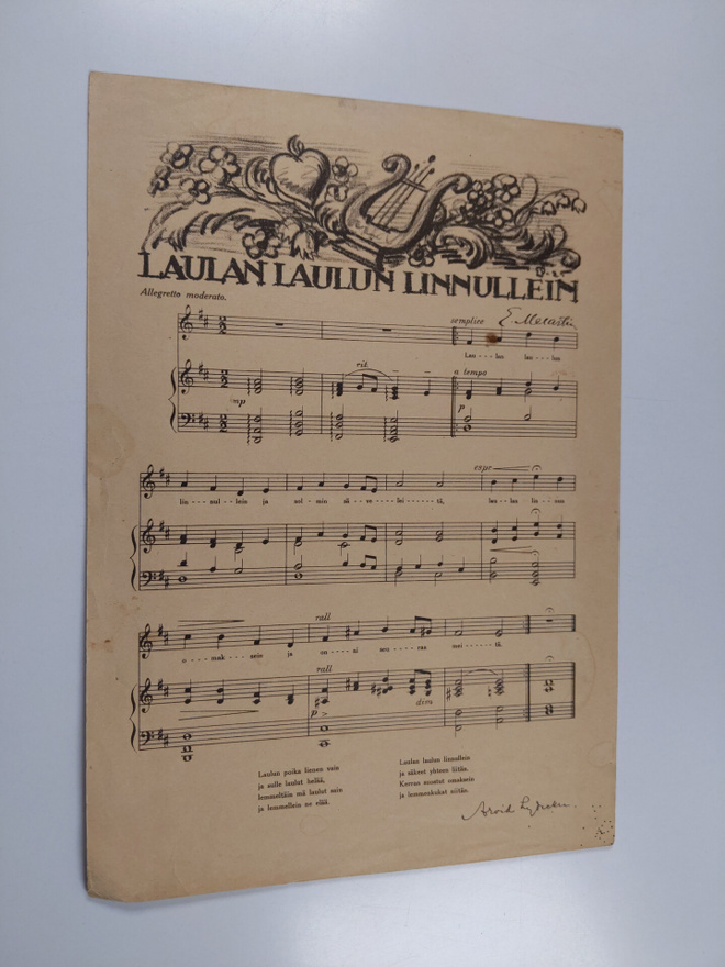 Arvid Lydecken : Laulan laulun linnullein