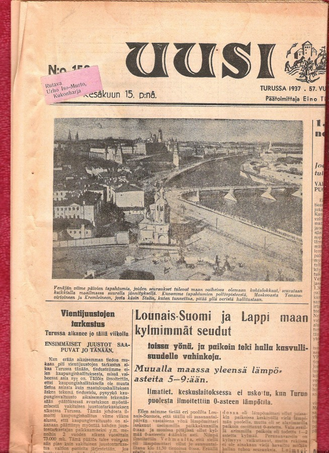 Aamulehti, Uusi Aura, Kauppalehti ja SDP lehti.
