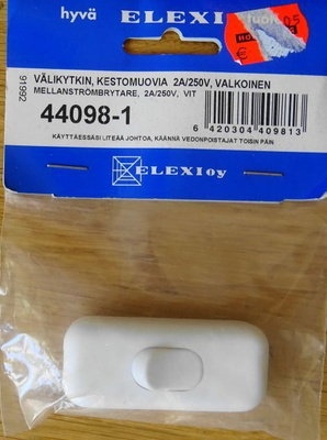 Sähköjohtoon asennettava välikytkin, valkoinen UUSI