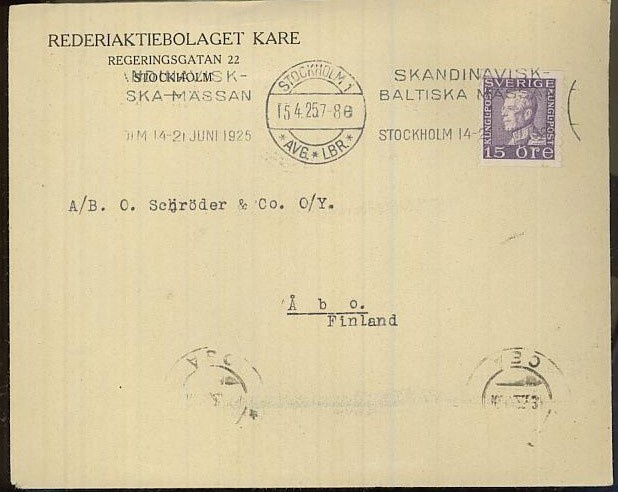 Ruotsi Mi 178 kirje Suomeen