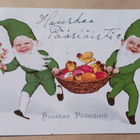 Vihreät tontut tuovat korissa Pääsiäismunia ja tipuja 1929 - pikkukuva 1