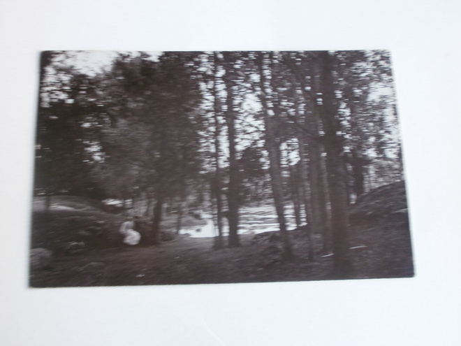 Äiti ja tytär synkässä metsässä, vanha mv kortti, p. 1907