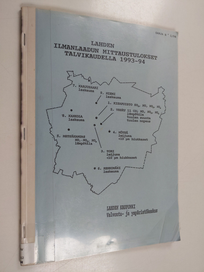 Lahden ilmanlaadun mitttaustulokset talvikaudella 1993-94