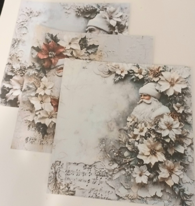 Kuviopaperit JOULUPUKIT / 3 kpl -setti / 15 x 15 cm