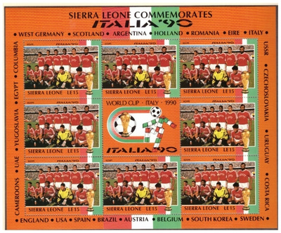 8 x EGYPTI Jalkapallo Postimerkkiä v.1990/ITALIA