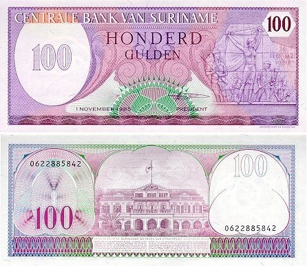 Suriname 100 Gulden v.1985 (P-128b) UNC