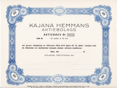 OKK 1930 Kajana Hemmans Ab, Vaasa bla