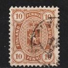 1882 10pennin ruskea Vaakunamerkki leimattuna - pikkukuva 1
