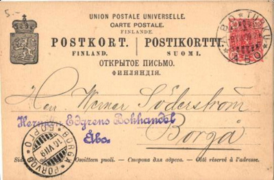 FIRMAKORTTI TURKU KIRJAKAUPPA HERMAN EDGRENS BOKHANDEL