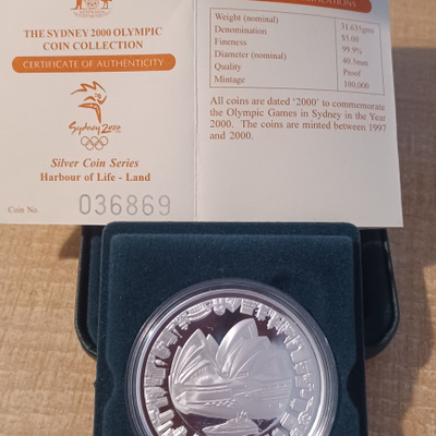 5 Dollars 2000 Australia Sidneyn olympialaiset. Hopea 999 PF
