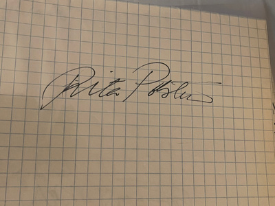 Rita Polster nimikirjoitus paperilla