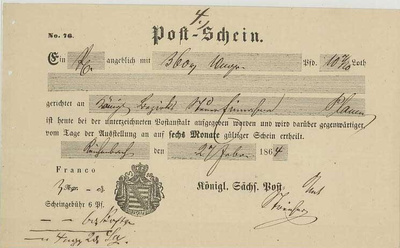 Saksa 1864 Sachsen Post-Shein
