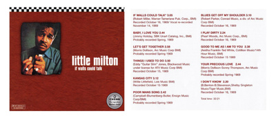 UUSI LITTLE MILTON IF WALLS COULD TALK CD CHESS 1970 EI PK