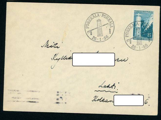 FDC 1956 Porkkala takana tuloleima
