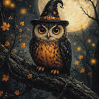 Halloween pöllöllä noidahattu - pikkukuva 1