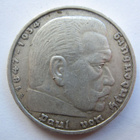 Natsi-Saksa 5 Reichsmark 1936 F Hindenburg hopeaa - pikkukuva 1