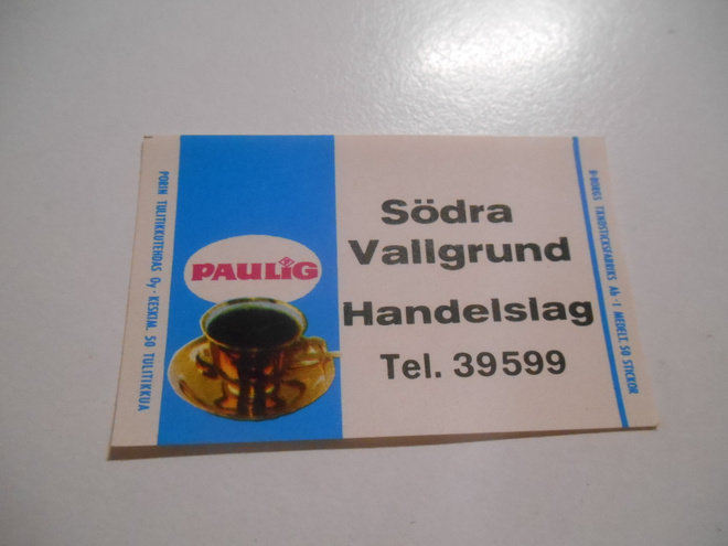 TT Etiketti Paulig Södra Vallgrund Handelslag