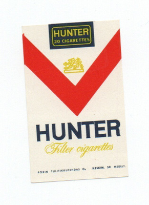 Porin Tulitikkutehdas HUNTER Etiketti