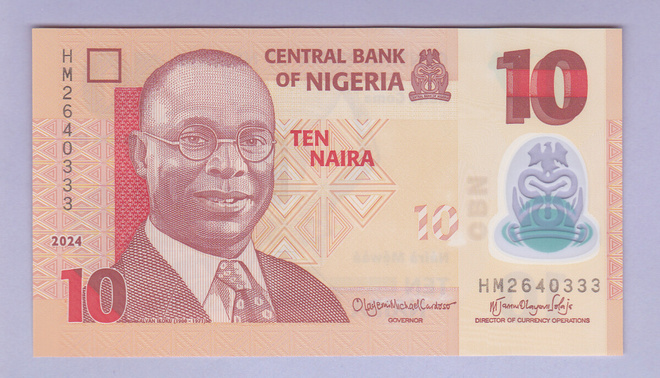 Nigeria 10 Naira v.2024 UNC P-39 Polymer