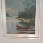 Vanha järvimaisema taulu, öljyväri taulu 41 x 32 cm - pikkukuva 2
