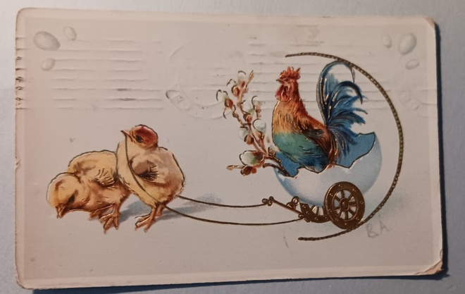 Tiput vetävät kukkoa munankuorivaunuissa, p. 1913