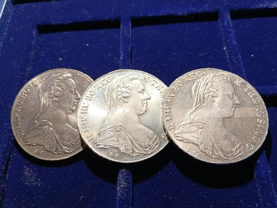 3 kpl Itävaltalainen Maria Theresa Thaler, 1780, 835 hopea